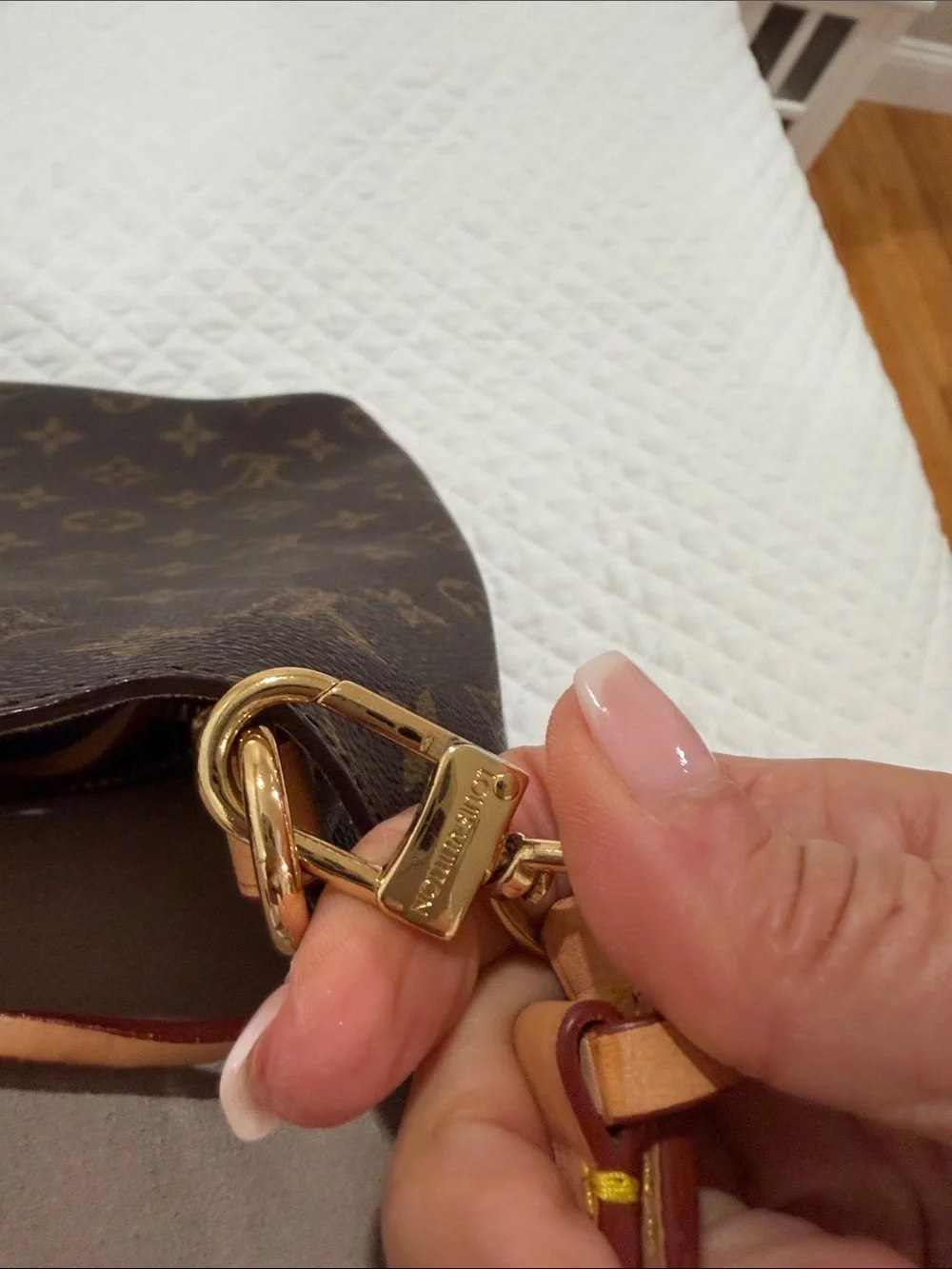 New Monogram Canvas Shoulder Bag in Brown with Tan Trim - Picture 10 of 10